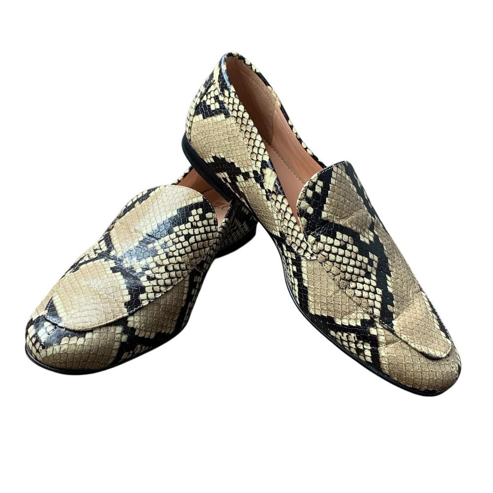 J. Crew Cecile leather‎ embossed smokers slipper loafers snakeskin print. Size 7